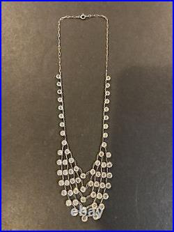 Beautiful Sterling Silver 925 Cubic Zirconia Sparkly Dangle Statement Necklace