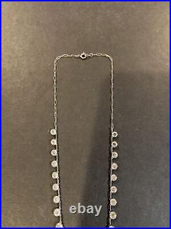 Beautiful Sterling Silver 925 Cubic Zirconia Sparkly Dangle Statement Necklace