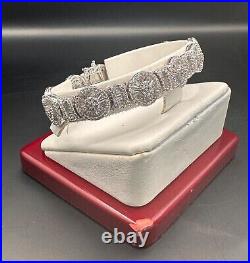 Beautiful Sterling Silver Cubic Zirconia Box Closure Bracelet 7.5 inch By FZN