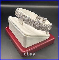 Beautiful Sterling Silver Cubic Zirconia Box Closure Bracelet 7.5 inch By FZN