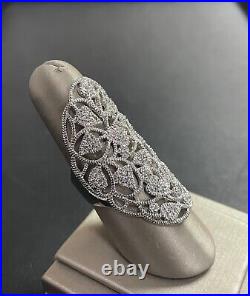 Beautiful Sterling Silver Semi Precious Cubic Zirconia Ornate Design Ring Size 9