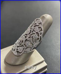 Beautiful Sterling Silver Semi Precious Cubic Zirconia Ornate Design Ring Size 9