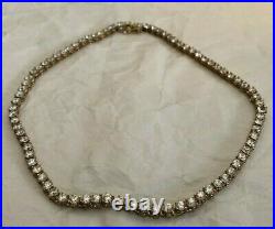 Beautiful Tennis Necklace Gold Wash Over 925 Sterling Silver With Cubic Zirconia
