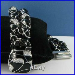 Belle Etoile Black Catena Bracelet 925 White Enamel Cubic Zirconia New