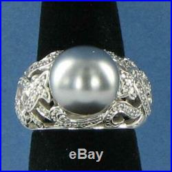Belle Etoile Fiona Ring 925 Grey Pearl Cubic Zirconia Sz 6 NWT $250