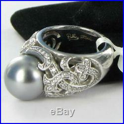 Belle Etoile Fiona Ring 925 Grey Pearl Cubic Zirconia Sz 6 NWT $250