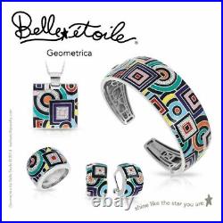 Belle Etoile Fleur Stackable Bangle Italian Enamel Sterling Silver