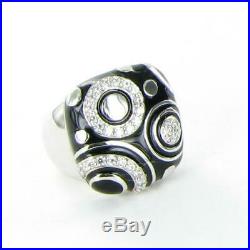 Belle Etoile Galaxy Ring 925 Silver Black Enamel Cubic Zirconia Sz 7