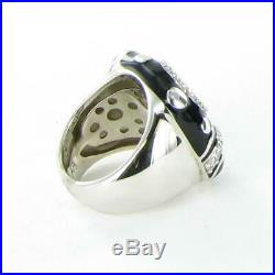Belle Etoile Galaxy Ring 925 Silver Black Enamel Cubic Zirconia Sz 7
