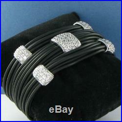 Belle Etoile Legato Bracelet Sterling Silver Black Rubber Cubic Zirconia