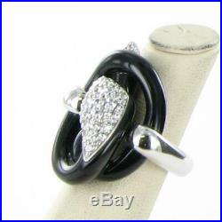 Belle Etoile Mamba Black Ring Sterling Silver Cubic Zirconia Size 6.5