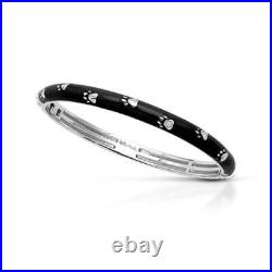 Belle Etoile Paw Prints Bangle Italian Enamel, Pave' Sterling Silver