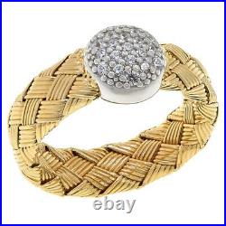 Bellezza Goldtone Sterling Silver Cubic Zirconia Woven Pav Disc Ring, Size 6