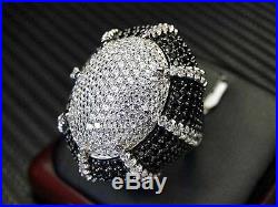 Black Color C. Z Ring Sterling Silver Rhodium Cubic Zirconia Round Cut Pinky