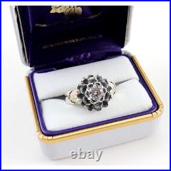 Black Hills Gold Sterling Silver Flower Ring Cubic Zirconia Size 9 FAST SHIPPING