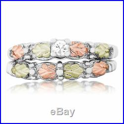 Black Hills Gold wedding engagement ring set 9.25 silver & cubic zirconia