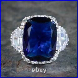 Blue Cubic Zirconia Cocktail Ring Italian Sterling Silver Outstanding