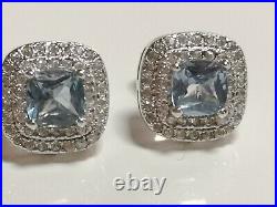 Blue Cubic Zirconia Earrings Georgini Sterling Silver rrp £99