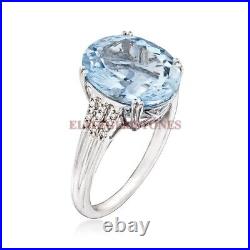 Blue Topaz And Cubic Zirconia Ring With 925 Sterling Silver For Women #109