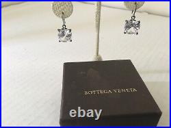 Bottega Veneta Cubic Zirconia Sterling Silver Drop Earrings. Made in Italy