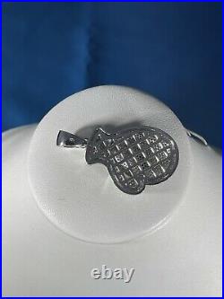 Boxing Gloves Style 925 Sterling Silver Pendant Cubic Zirconia Stones Iced Out