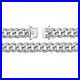 Boys Sterling Silver 12mm Cubic Zirconia Set Cuban Chain Necklace 22 30 Inch