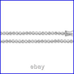 Boys Sterling Silver 4mm Round Cubic Zirconia Set Chain Necklace