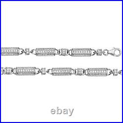 Boys Sterling Silver 6mm Cubic Zirconia Set Chain Necklace
