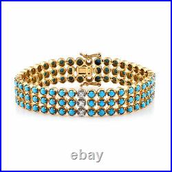 Bracelet Sleeping Beauty Turquoise Sterling Silver Cubic Zirconia CZ Size 6.5