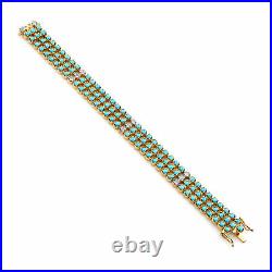 Bracelet Sleeping Beauty Turquoise Sterling Silver Cubic Zirconia CZ Size 6.5