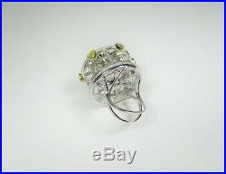 CAROUSEL RIDING HORSES RING #8 FANCY CUBIC ZIRCONIA White Gold over 925 Silver