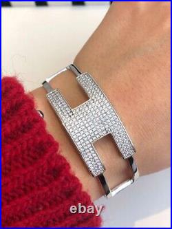 CLEARANCE Sterling Silver Bangle Bracelet with Cubic Zirconia