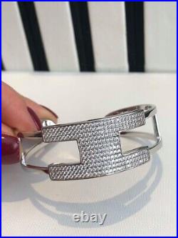 CLEARANCE Sterling Silver Bangle Bracelet with Cubic Zirconia