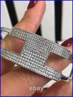 CLEARANCE Sterling Silver Bangle Bracelet with Cubic Zirconia