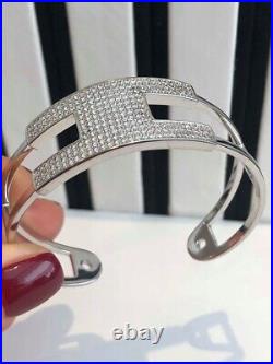 CLEARANCE Sterling Silver Bangle Bracelet with Cubic Zirconia