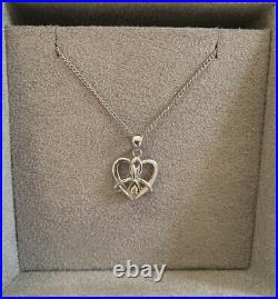 CLOGAU Sterling Silver And 9K Welsh Gold Heart Pendant With Cubic Zirconia