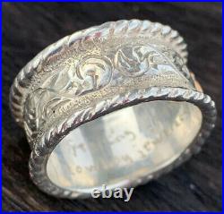 COWBOY JEWELERS Engraved Sterling 14KT Gold Fill Cubic Zirconia Ring Size 7