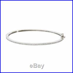 CRISLU Cubic Zirconia Pave Thin Stack Hinged Bangle Finished in Pure PlatinumNEW