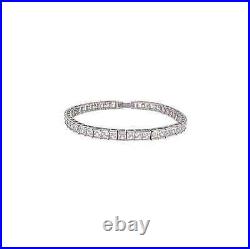 CRISLU Cubic Zirconia Princess Cut Tennis Bracelet SS Platinum 12.0 cttw NEW