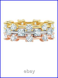 CRISLU Cubic Zirconia Tricolor Stackable Eternity RIngs- Brand New w Tags-Size 8