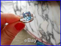 CRISLU Ring Flawless Blue Cubic Zirconia Platinum. 925 Sterling Silver Sz 7 NIB