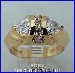 CUBIC ZIRCONIA 0.925 Sterling Silver VERMEIL Estate band ring size 7