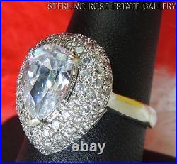 CUBIC ZIRCONIA 3/4 Sterling Silver 0.925 Estate Eye COCKTAIL band RING size 9