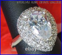 CUBIC ZIRCONIA 3/4 Sterling Silver 0.925 Estate Eye COCKTAIL band RING size 9