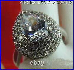 CUBIC ZIRCONIA 3/4 Sterling Silver 0.925 Estate Eye COCKTAIL band RING size 9