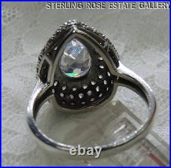 CUBIC ZIRCONIA 3/4 Sterling Silver 0.925 Estate Eye COCKTAIL band RING size 9