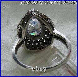 CUBIC ZIRCONIA 3/4 Sterling Silver. 925 Estate Eye Popping COCKTAIL RING size 9
