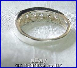 CUBIC ZIRCONIA Sterling Silver 0.925 Estate 7 stone WEDDING BAND RING size 7