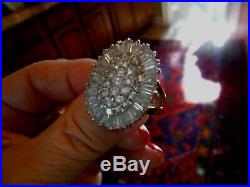 CZ Baguette Ballerina Cluster Ring Sterling Cubic Zirconia Size 8