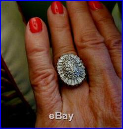 CZ Baguette Ballerina Cluster Ring Sterling Cubic Zirconia Size 8